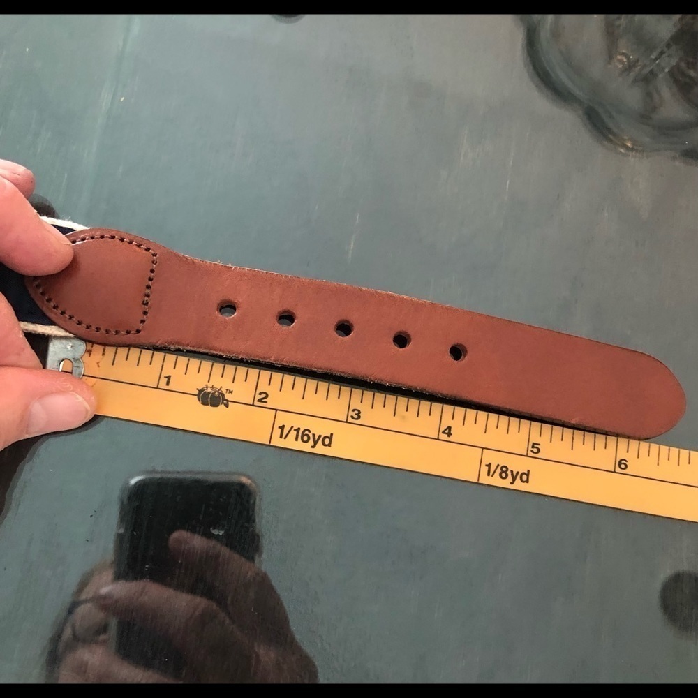 Essex Belt Company Swordfish Ribbon Belt On Canvas With Leather 51” Very Long - Picture 8 of 9